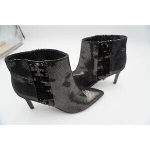 Nine West Women's Sz 10.5M Emilee Black Shimmer Sequin Pointed Toe Ankle Booties